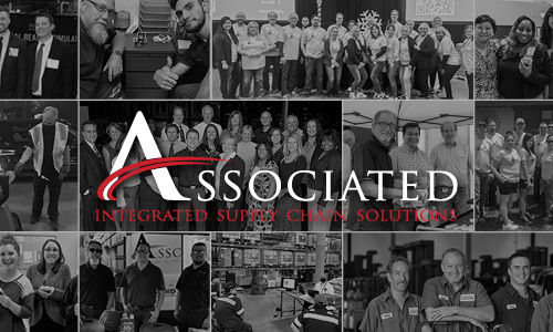 Collage of employee photos with the Associated logo in the center
