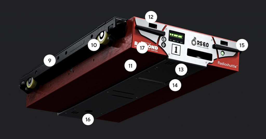 Radioshuttle bottom side - components