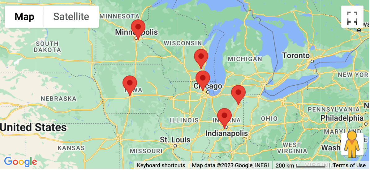 Map of Associated locations